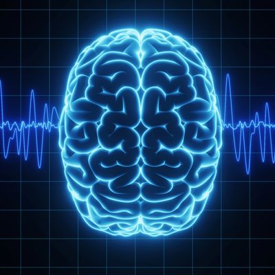 A brain with brain waves representing concussion education  at Midwest Concussion Clinic
