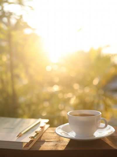 A journal and a cup of coffee, representing  someone reflecting that they want to start therapy
