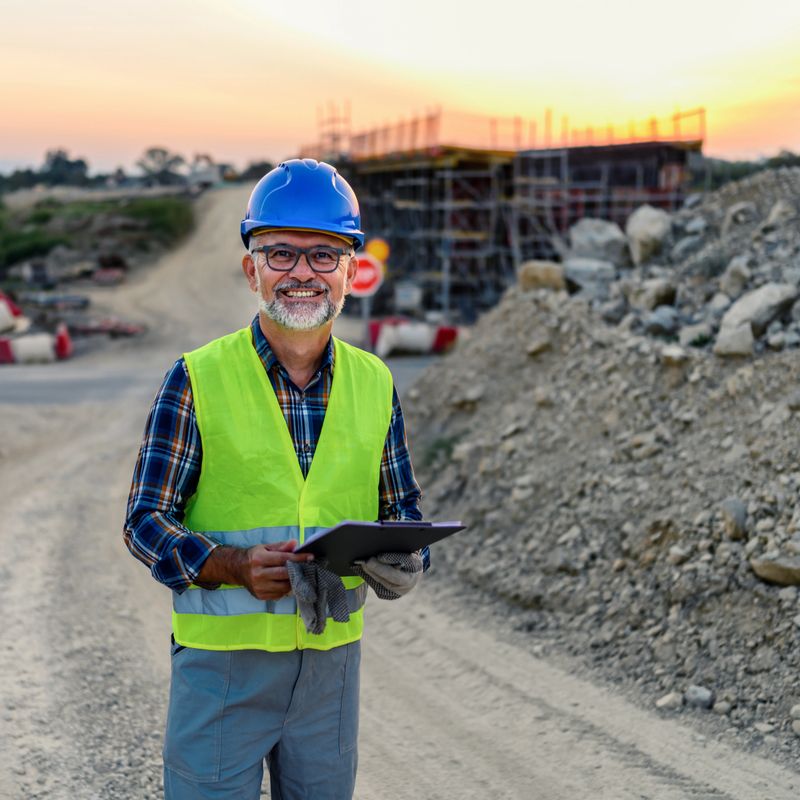 Construction worker on road construction