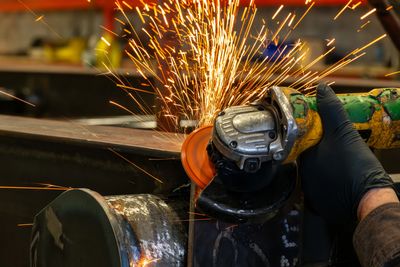 Metalwork , grinding, sheet steel, fabrication shop