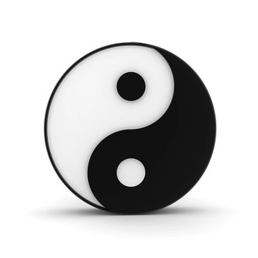 The Tai Chi symbol representing Yin Yang,  symbolising the unity between apparent opposites