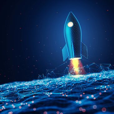 Digital rocket launching icon