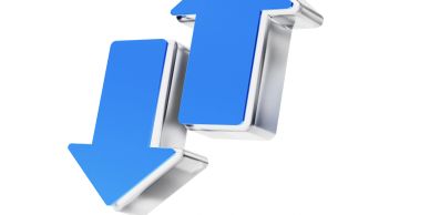Blue 3D arrows, one pointing up and one pointing down.
