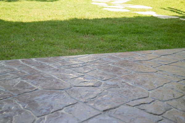Stamped concrete patio installation
