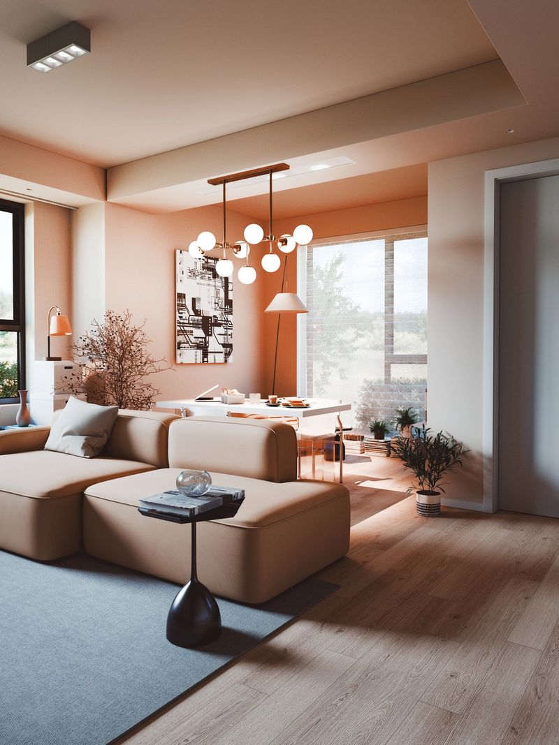 Modern living room interior. 3D generated image. All book/magazine/wall images are my own and are 3D generated images too.