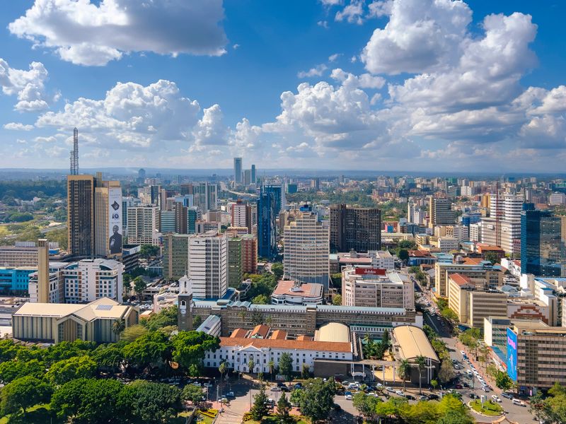Aerial view of Nairobi downtown Kenya
