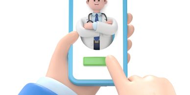 Person using a telemedicine app to consult a doctor online.