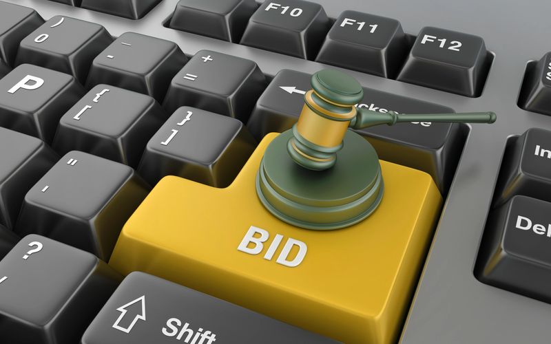 Legal Gavel with Bid Enter Key - 3D Rendering