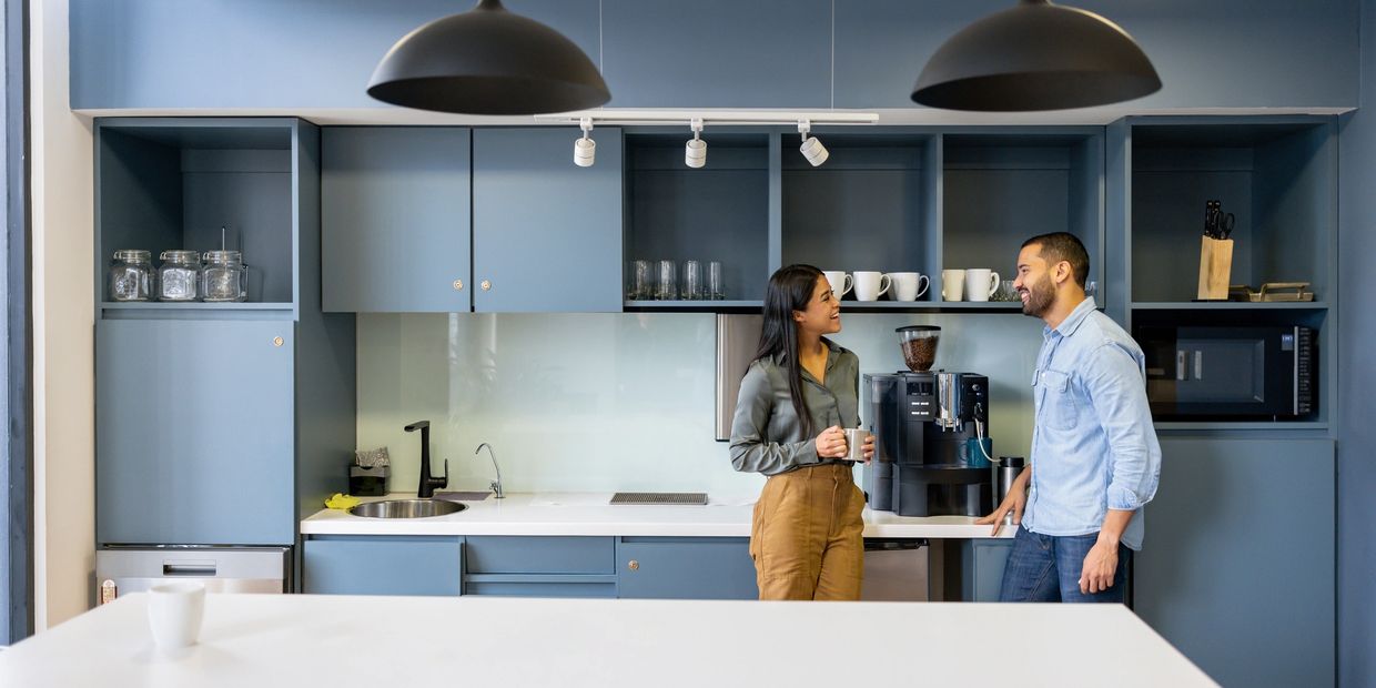 blue kitchen cabinets