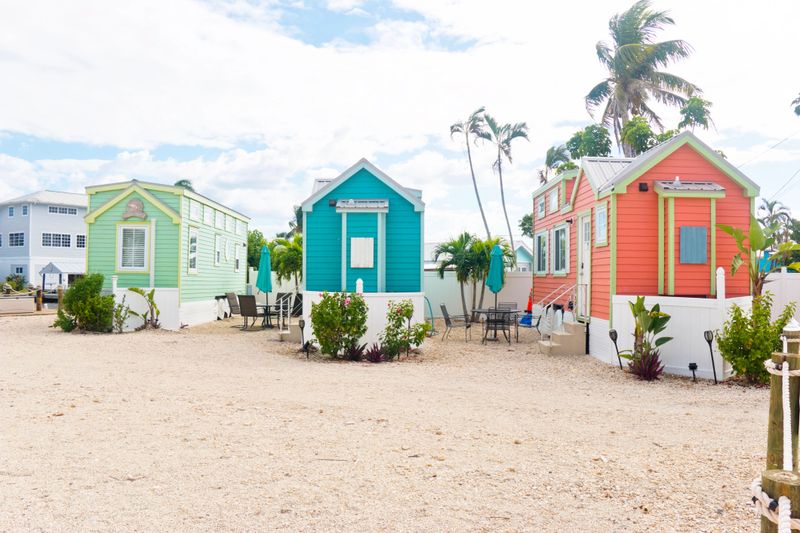 Colorful and nice tiny homes at an island in southwest Florida, USA.