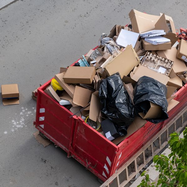 A commercial dumpster 