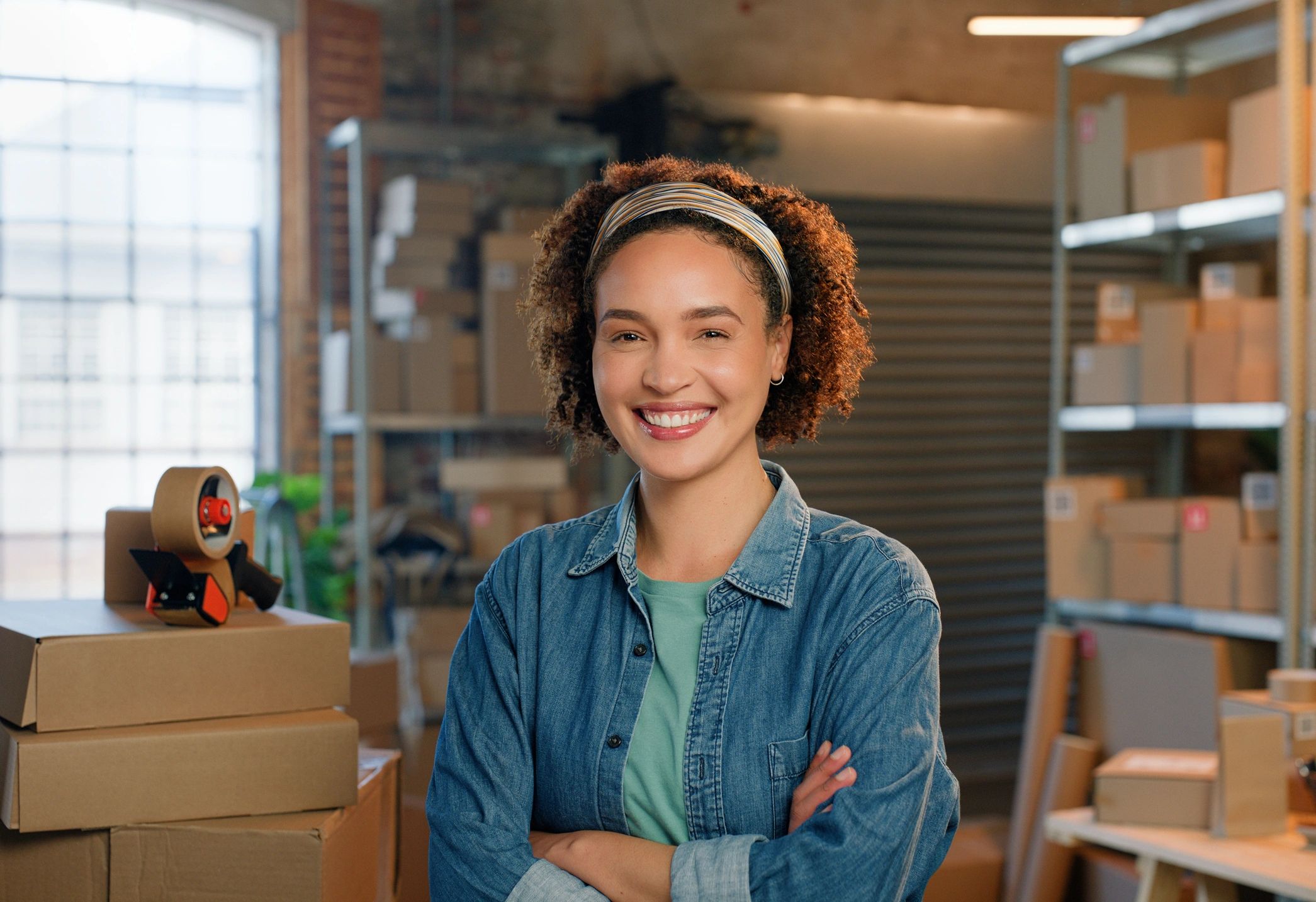 Woman starting a dropshipping business with an online store.