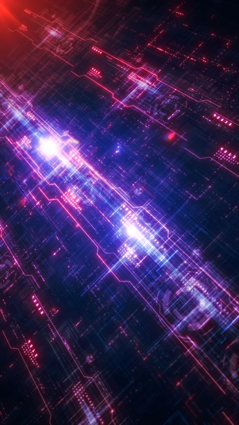 Abstract Digital Circuit Board with Luminous Lines, Vivid digital circuit board with glowing neon lines, representing modern technology and data processing background, 3d rendering