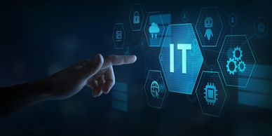 IT icon on virtual digital screen represents CIO advisory services