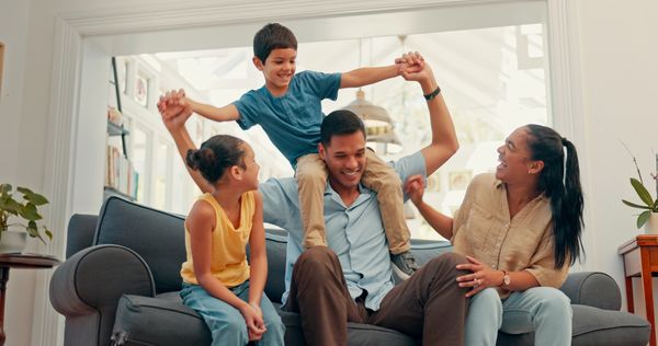 Safe happy family safe with home security 