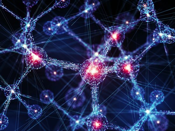 Abstract 3D neural network illustration highlighting AI connections in pathology research