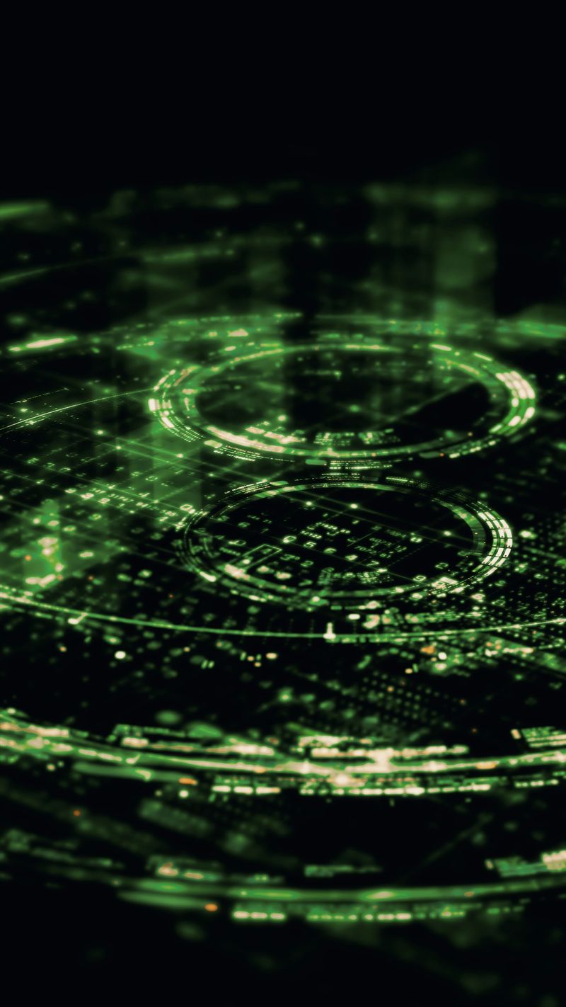 Futuristic metaverse hi-tech digital data telemetry with encrypted numbers display dynamic background for computer desktop vertical format screen display