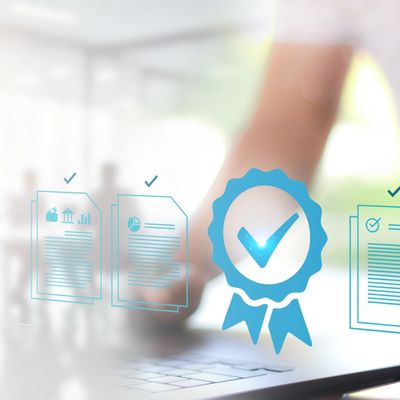 Quality badge with policy certificates checked.