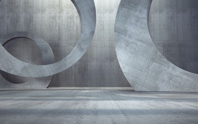 3d Render New Generation Abstract Empty Building Structure Made of Gray Concrete, Can be used for concepts such as industrial, architecture, stage, product promotion podium