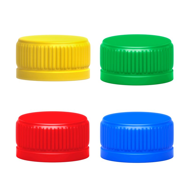 plastic bottle caps isolated on white background