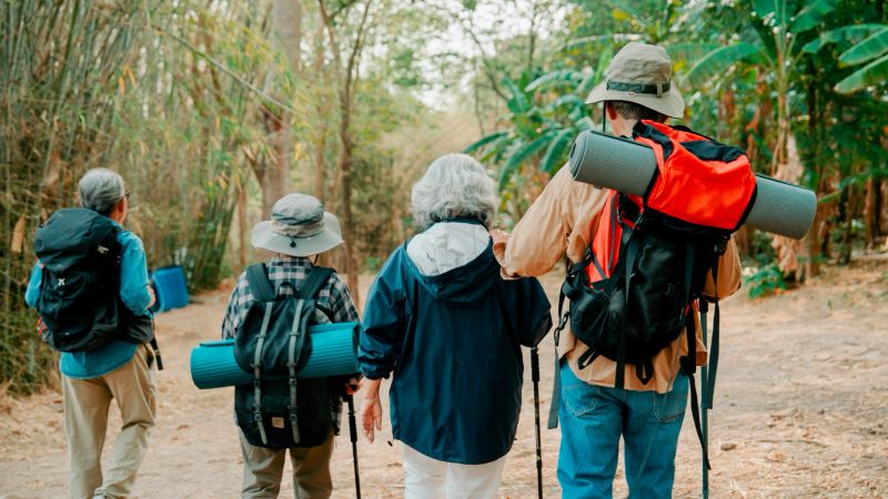 Group of Asian seniors enjoying new experiences.