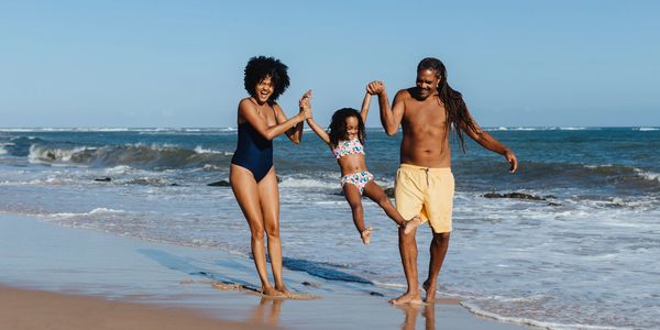 Family enjoying the beach