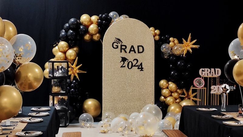 Graduation Party Decor in Gold and Black