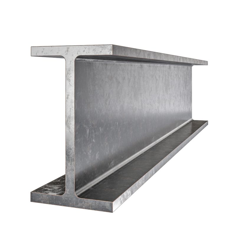 Industrial-grade steel i-beam isolated  transparent background metal industry