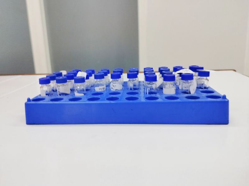 sample vials on the shelf