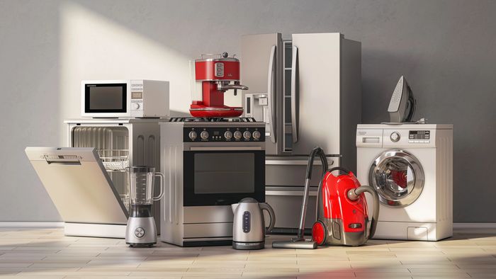 Various household appliances arranged together indoors.