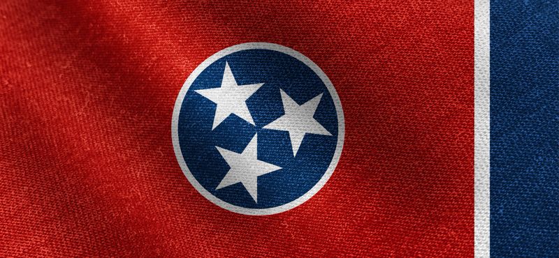 Tennessee U.S. State flag, cotton fabric material wide flag wallpaper, Textured national flag of Tennessee U.S. State for graphic and web design purposes.