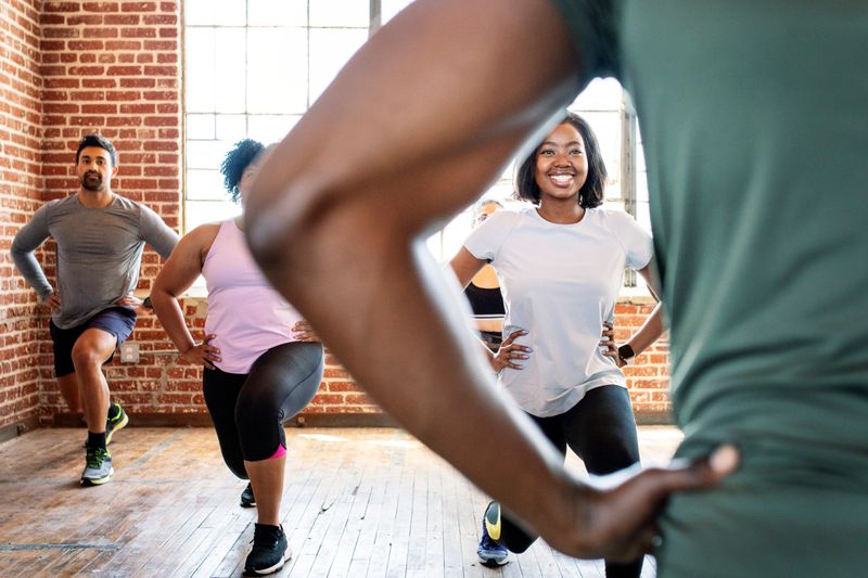 Diverse people in an exercise class
