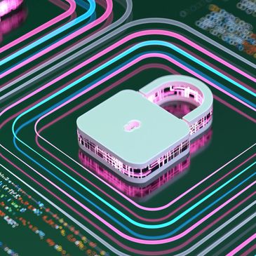 A glowing digital padlock symbolizing cybersecurity and data protection.