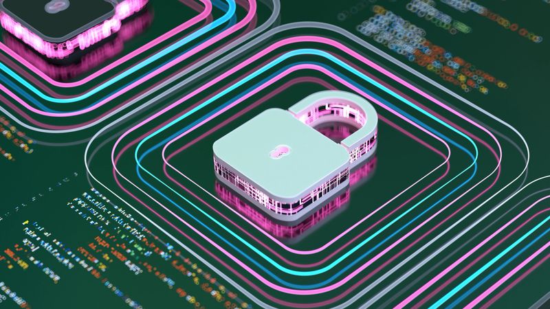 Digital background depicting innovative technologies in security systems, data protection Internet technologies 3d rendering