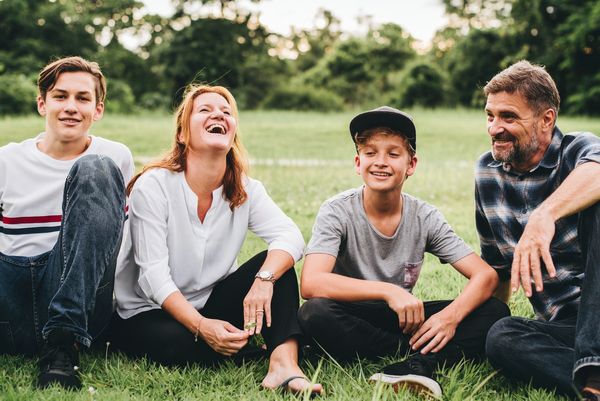 men being with family