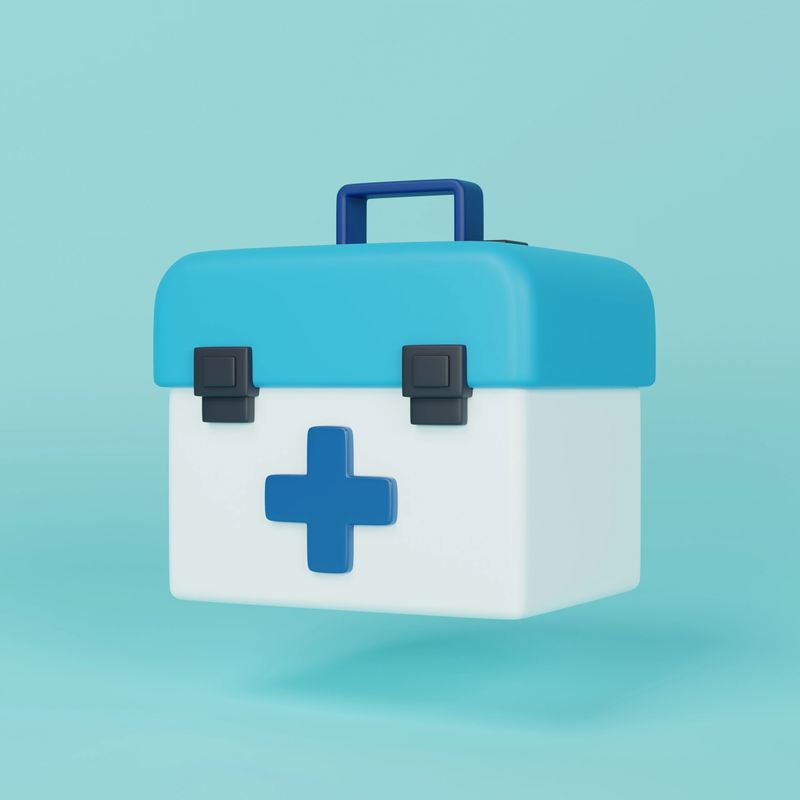 First aid kit icon to represent medical supplies and injury treatment in your digital projects. 3D render illustration.