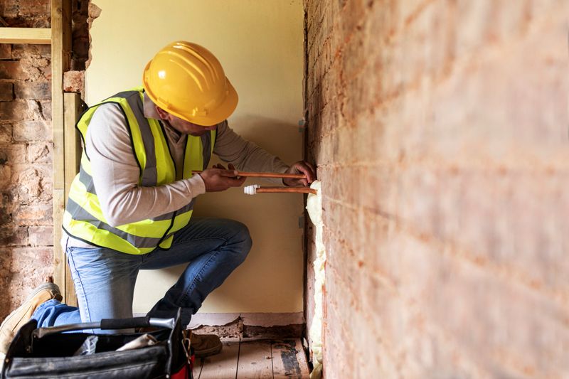 Contractor remodeling the home interior