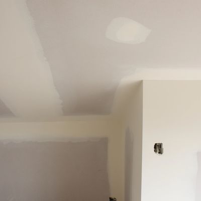 new drywall taped and mudded ready for texture and primer and paint