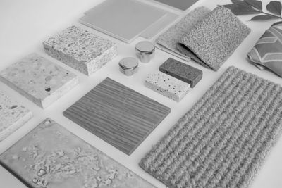 Various material textures and samples arranged neatly.
