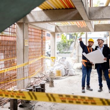 Construction team working on a commercial project.