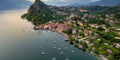 Town along Lake Como in the Italian Lake Region of Italy