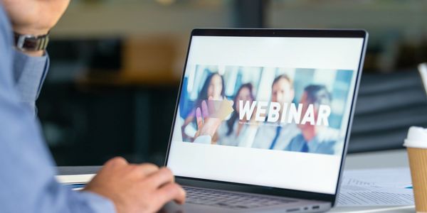 Person watching an online webinar