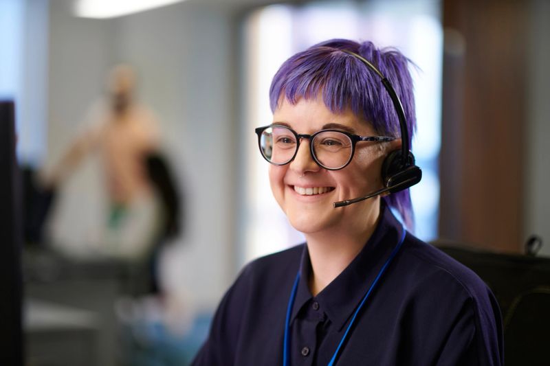 young woman working in customer service
