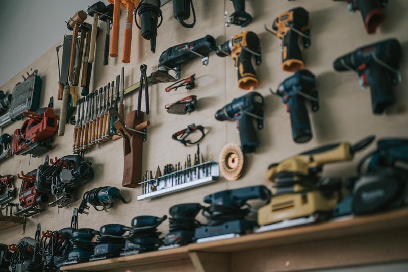 Hand Tools and Workbench in Carpentry Workshop