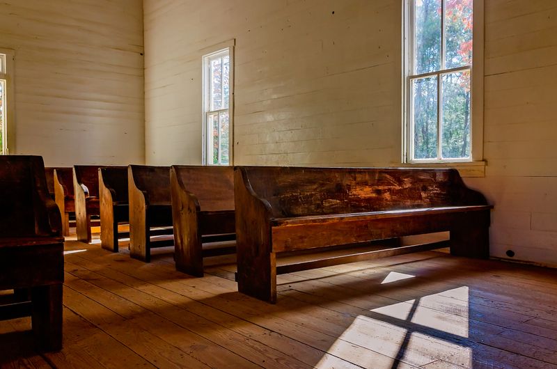 The interior of Cades Cove Methodist Church is pictured at Great Smoky Mountains National Park, Nov. 2, 2017, in Townsend, Tennessee. The church, one of three in Cades Cove, was built in 1902. It features two doors  one for men and the other for women and children.
