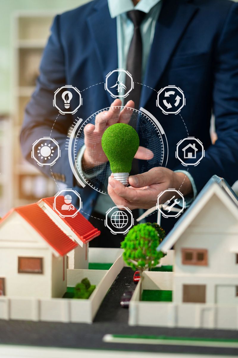 Two colleagues discussing data working and tablet, laptop with on Construction Site project, renewable and sustainable development, and solar panel concept.