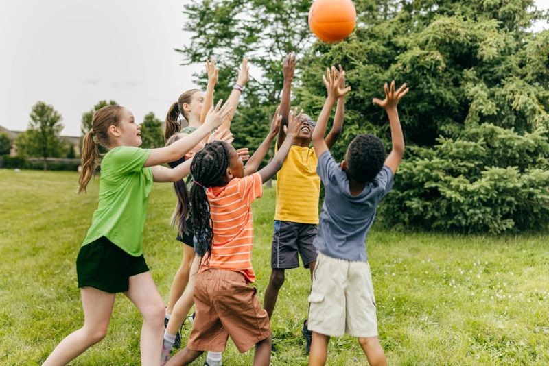 Friendly Competition: Kids Playing Basketball