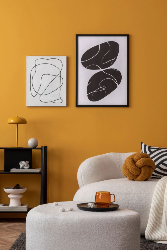 Orange wall with painting