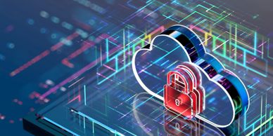 A padlock resting on a computer keyboard symbolizing cybersecurity.