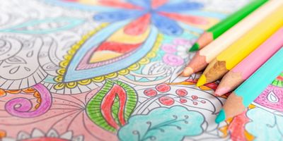 Coloring page and pencils